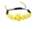 Pulsera de lujo para hombre y mujer con corona dorada, cuentas brillantes estilo diamante, ajustable de macramé negro, joyería elegante para regalo