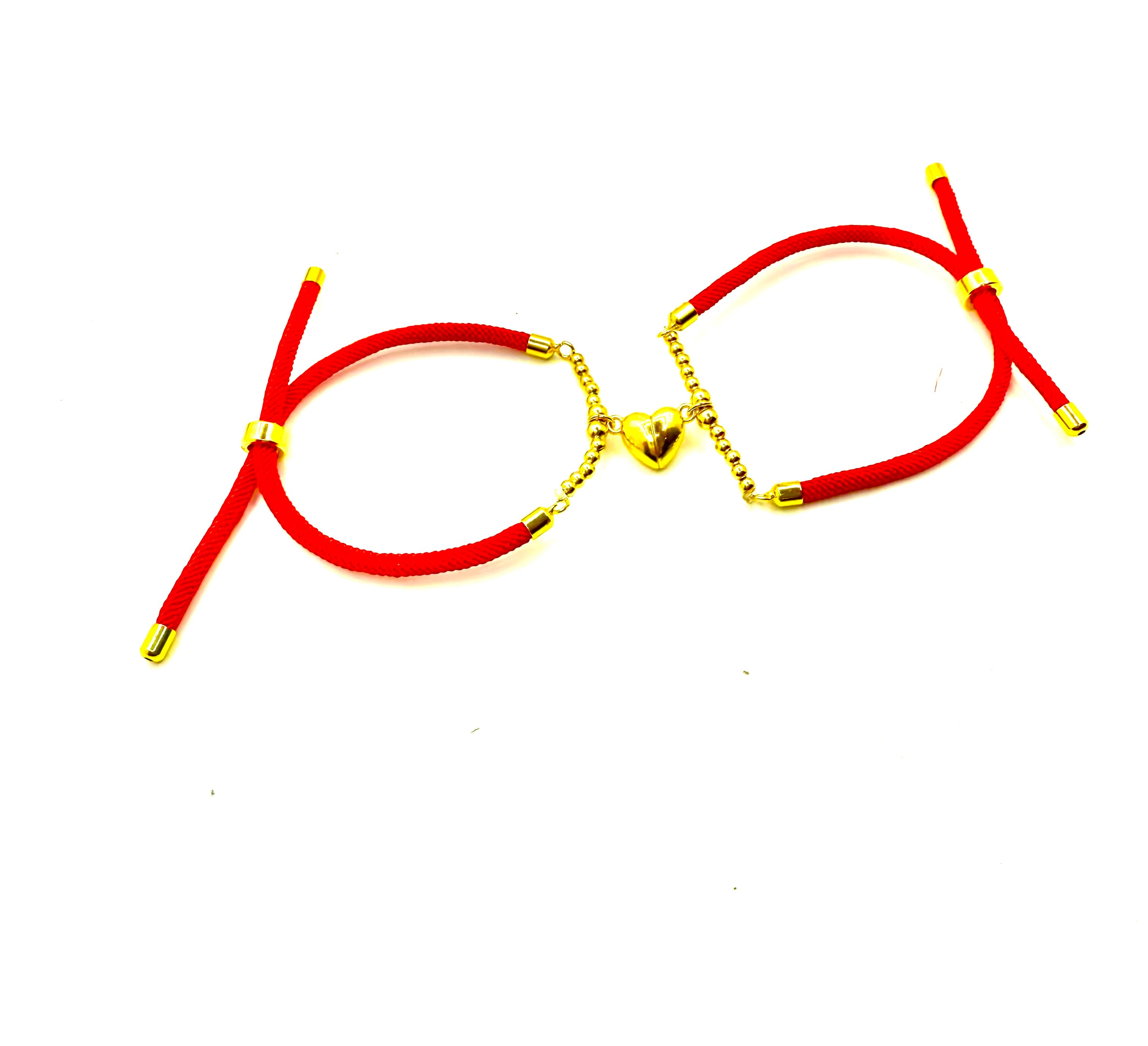Pulsera Artesanal de Pareja – Hilo Rojo de Unión & Corazón Dorado | Protección, Amor y Conexión Espiritual
