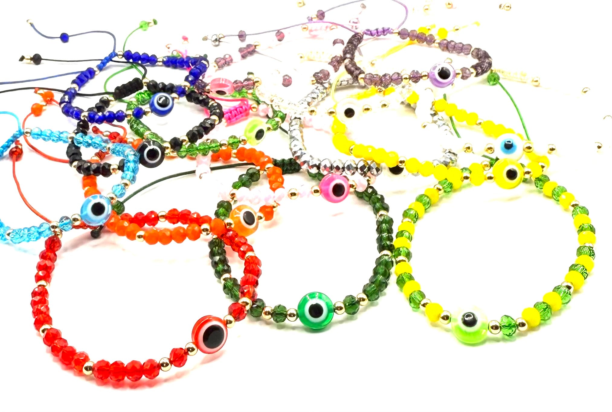 Pulsera de cuentas con Ojo Protector, pulsera ajustable de colores para hombre y mujer, amuleto contra el mal de ojo, joyería artesanal para regalo