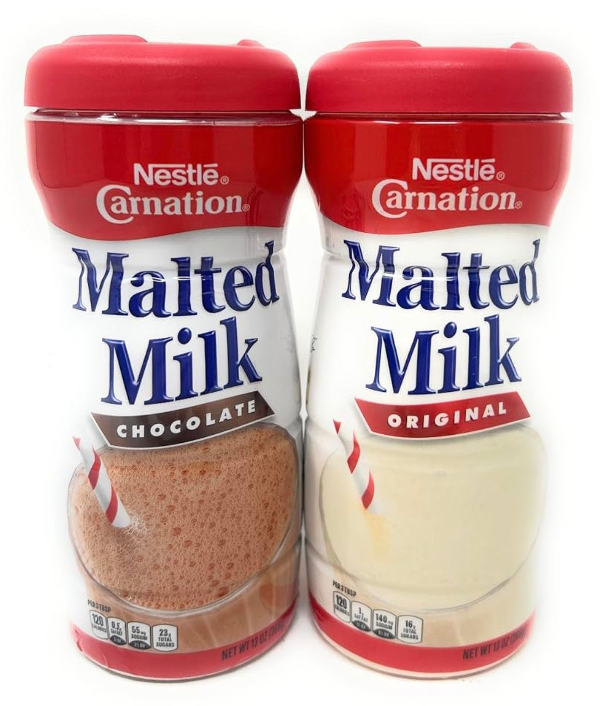 Nestlé Carnation Malted Milk Original + Chocolate – Kit de 2 Botes (13 oz c/u)