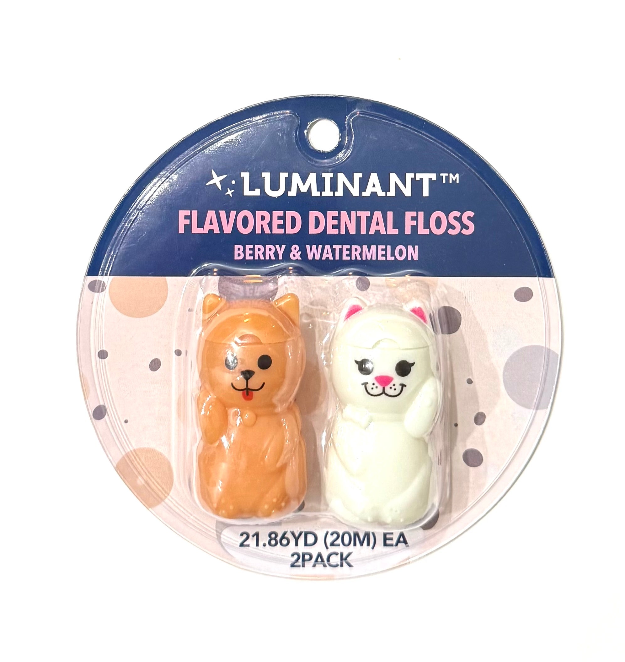 Luminant Flavored Dental Floss 2 Pack – Hilo Dental Saborizado Berry & Watermelon con Dispensadores de Gatito y Perrito | 20m Cada Uno