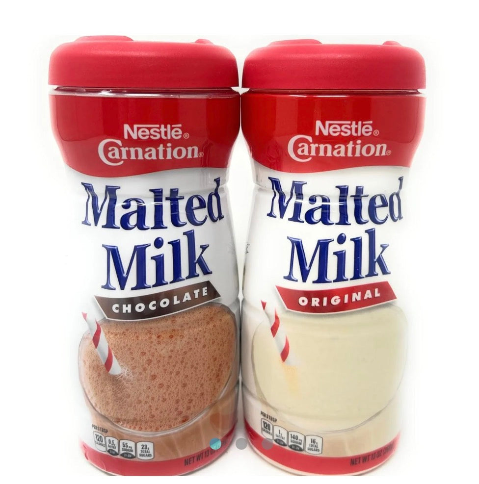 Nestlé Carnation Malted Milk Original + Chocolate – Kit de 2 Botes (13 oz c/u)