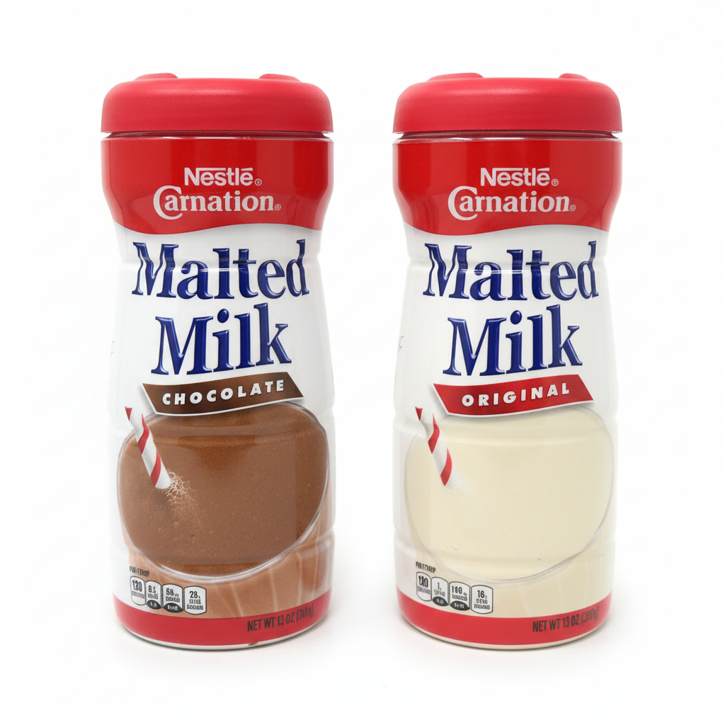 Nestlé Carnation Malted Milk Original + Chocolate – Kit de 2 Botes (13 oz c/u)