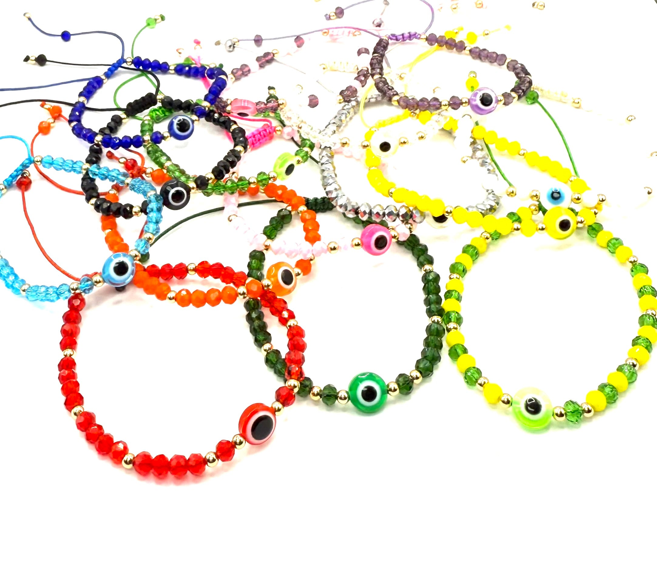 Pulsera de cuentas con Ojo Protector, pulsera ajustable de colores para hombre y mujer, amuleto contra el mal de ojo, joyería artesanal para regalo