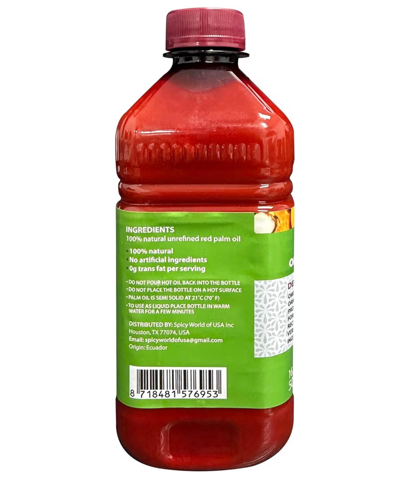 Manteca de corojo OMNI Red Palm Oil – Aceite de Palma Roja 500 ml (16.91 fl oz)