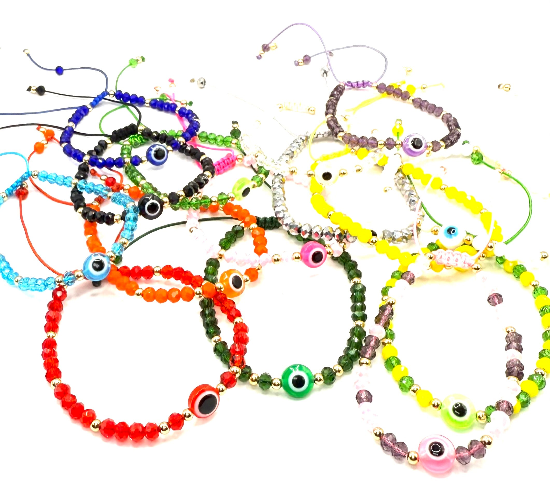 Pulsera de cuentas con Ojo Protector, pulsera ajustable de colores para hombre y mujer, amuleto contra el mal de ojo, joyería artesanal para regalo